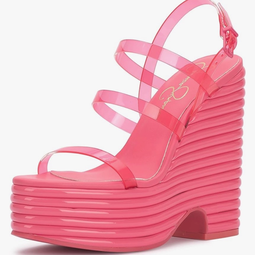 Jessica Simpson Cholena Pink Platform Heel Wedge sandals women size 5.5